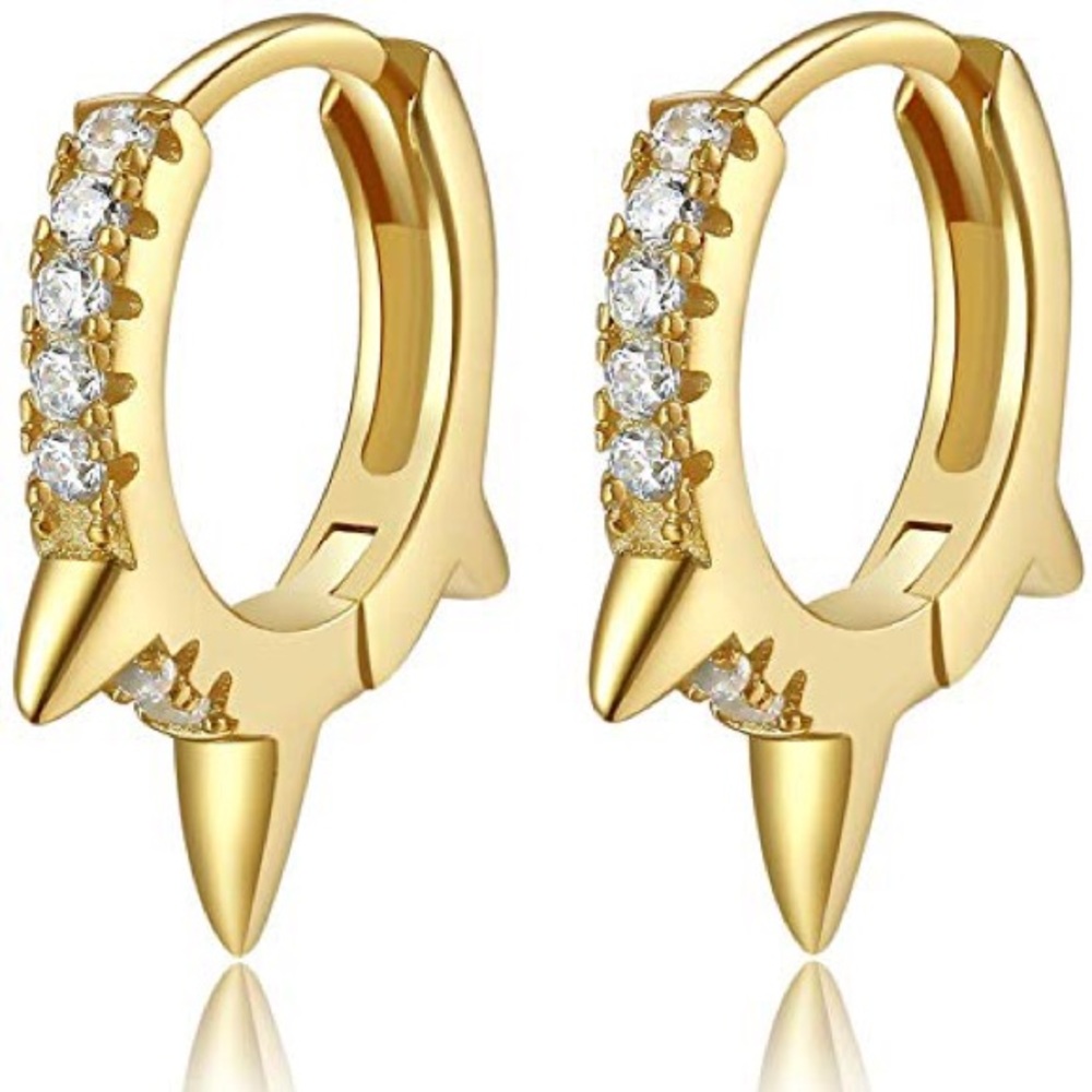 Gold Pleated Huggis - CZ and gold pleated brass